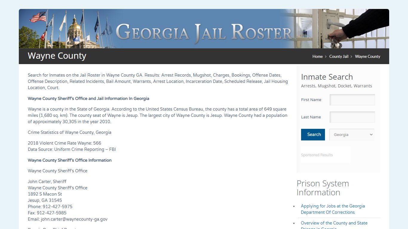 Wayne County | Georgia Jail Inmate Search